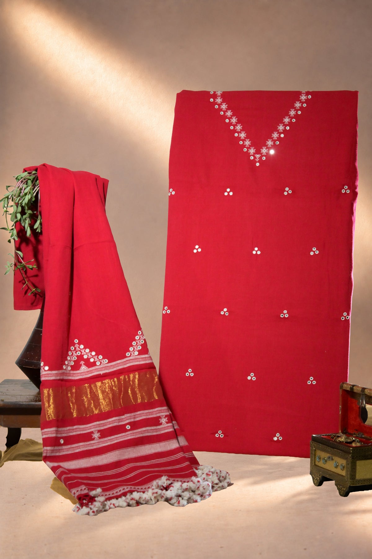 Laal | Chaumukh | Kala Cotton | Suit Piece - image 1