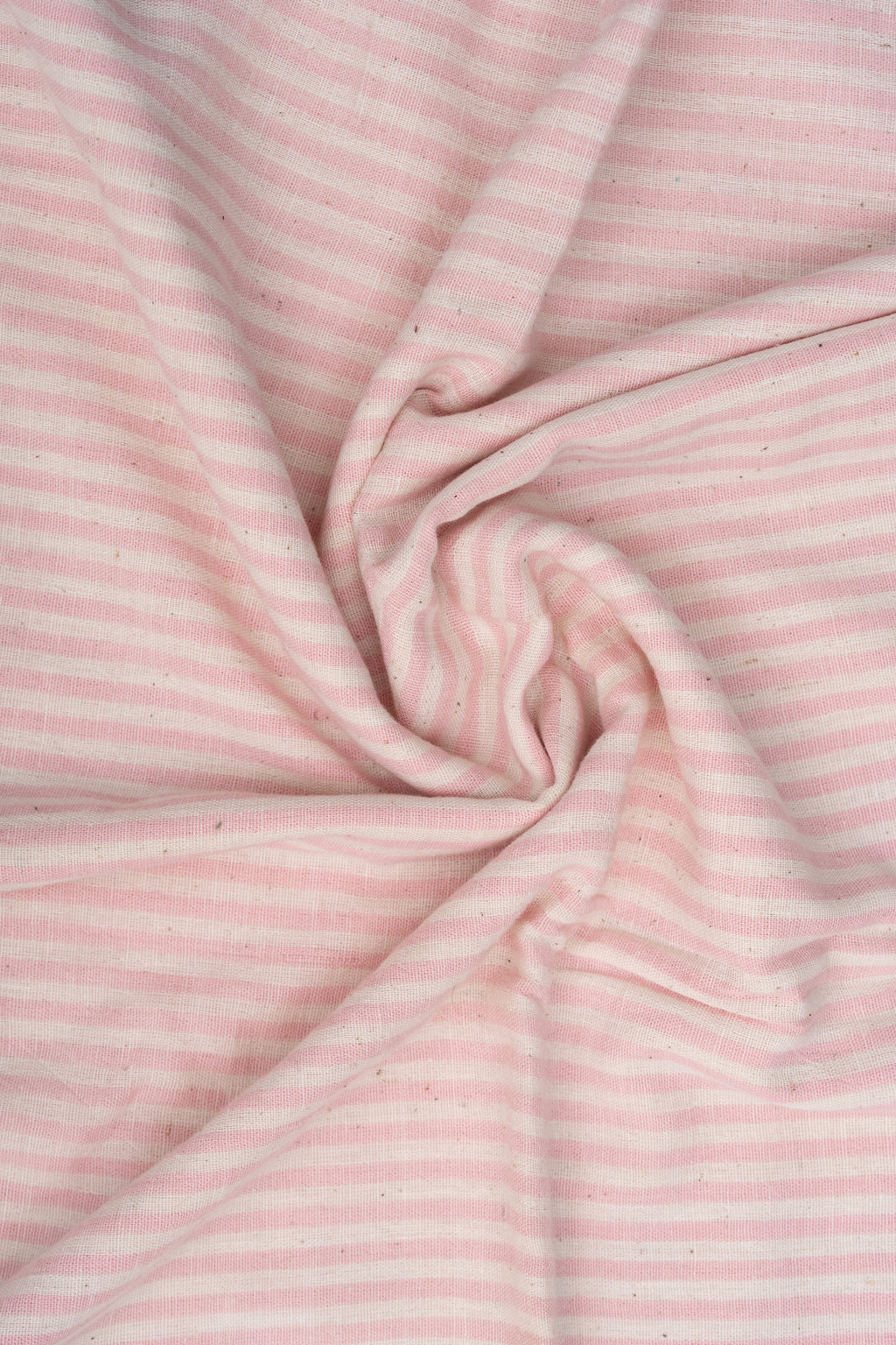 Soft Pink & Cream Striped - Bhujodi Handwoven Kala Cotton Fabric