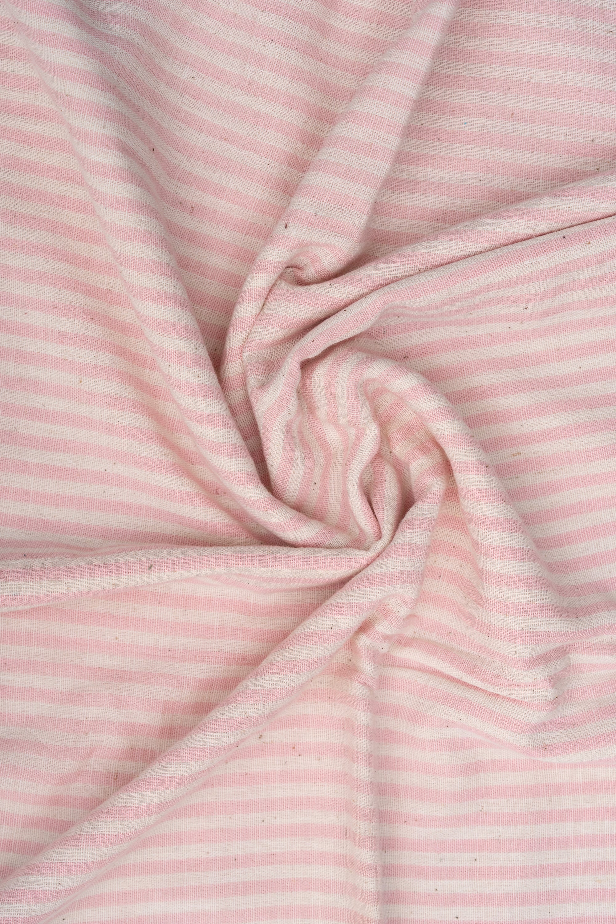 Soft Pink & Cream Striped - Bhujodi Handwoven Kala Cotton Fabric