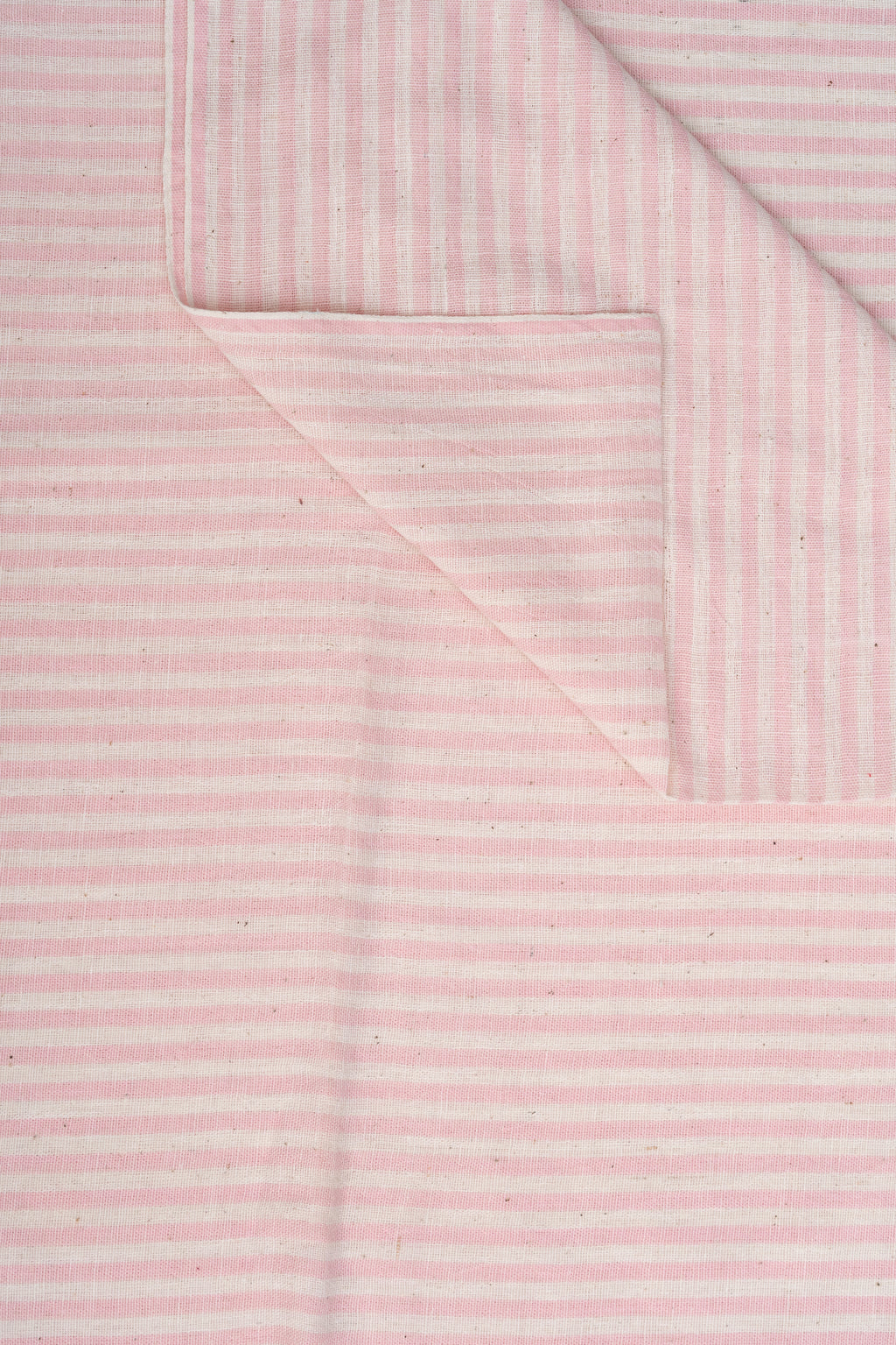Soft Pink & Cream Striped - Bhujodi Handwoven Kala Cotton Fabric