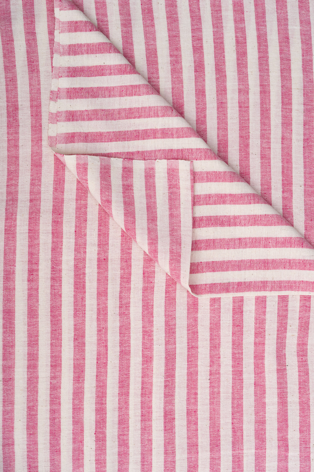 Rose Pink & White Striped - Bhujodi Handwoven Kala Cotton Fabric