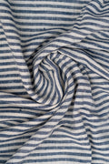 Light Indigo & White Striped - Bhujodi Handwoven Kala Cotton Fabric