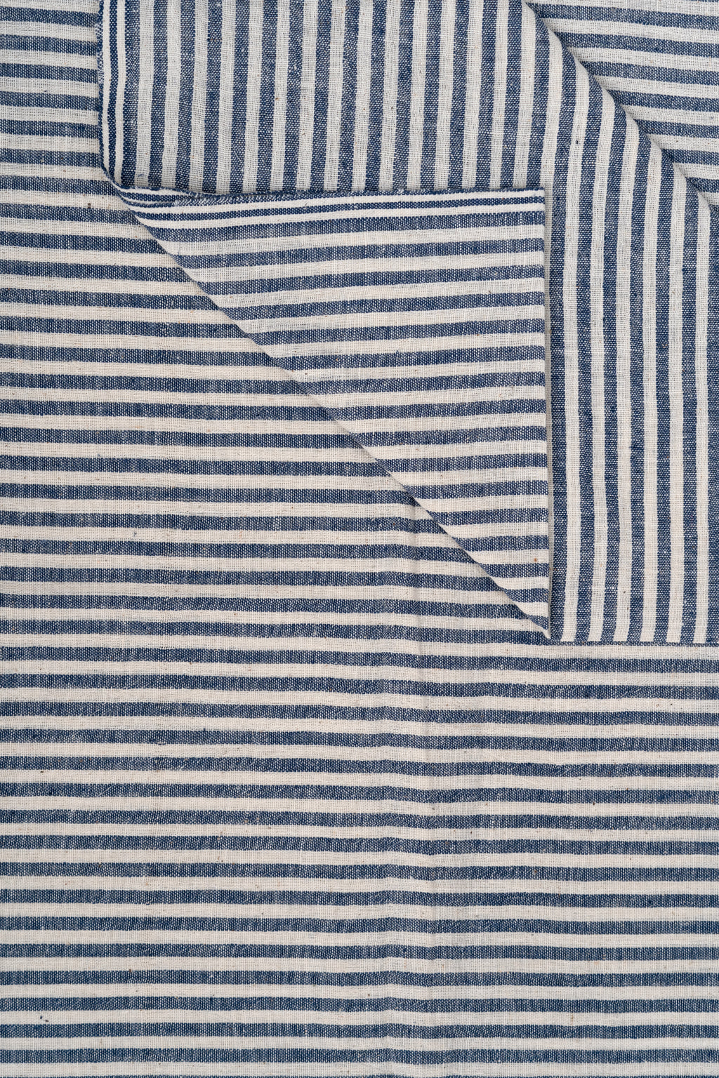 Light Indigo & White Striped - Bhujodi Handwoven Kala Cotton Fabric