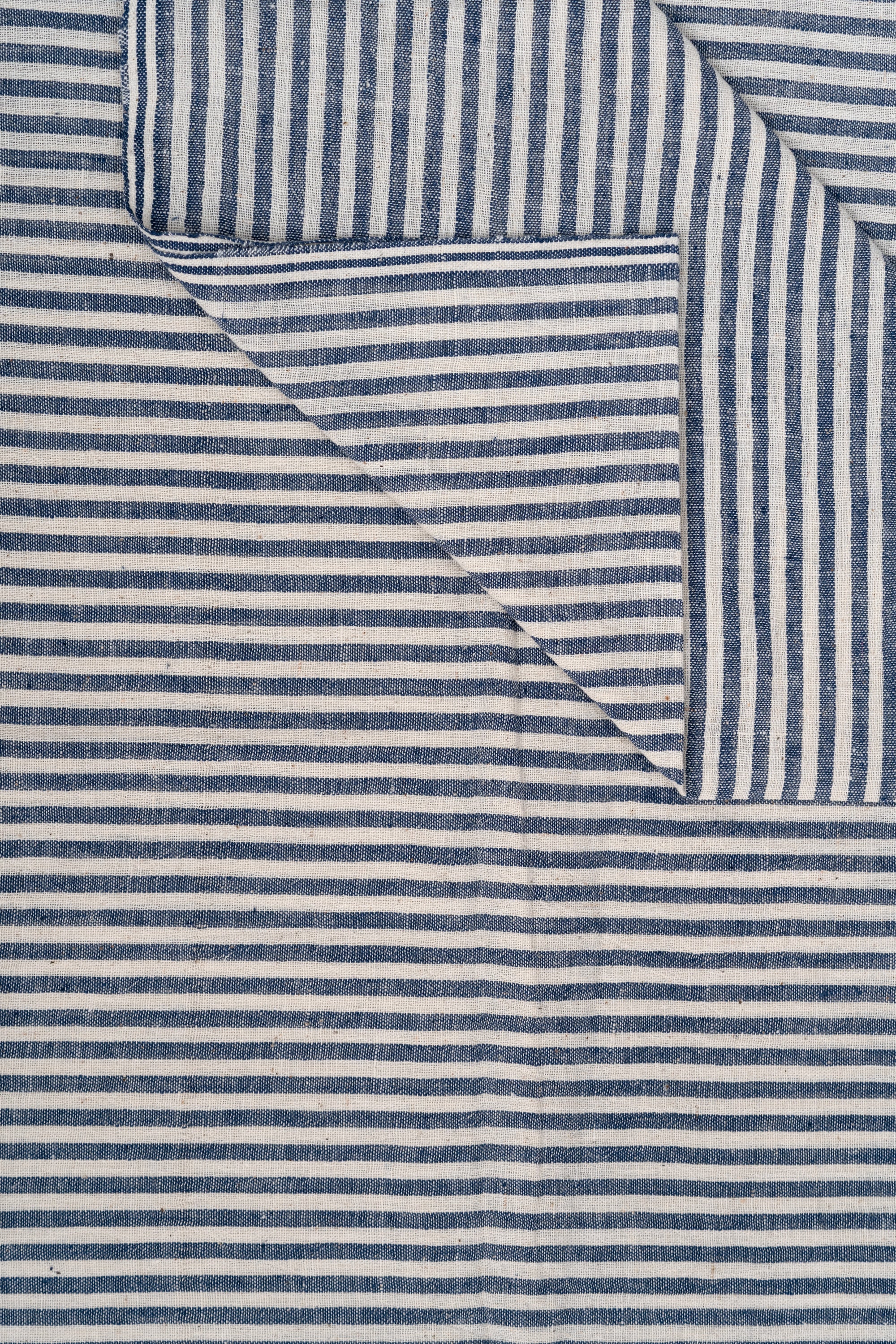 Light Indigo & White Striped - Bhujodi Handwoven Kala Cotton Fabric