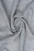 Indigo Blue and Natural Off-White Grid-Checked Bhujodi Handwoven Kala Cotton Fabric