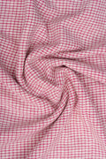 Pink & Off-White Checked Bhujodi Handwoven Kala Cotton Fabric
