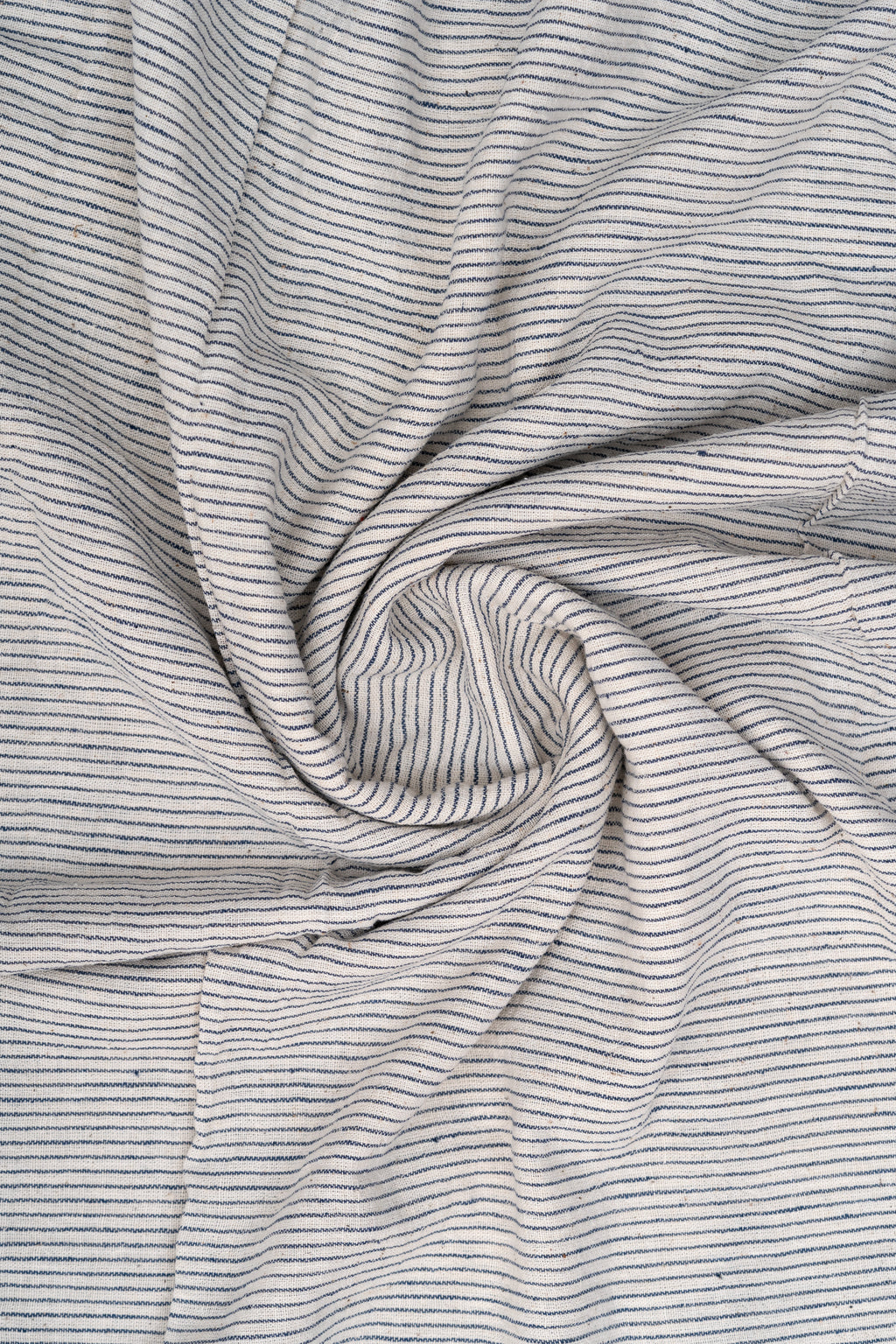 Natural Off-White with Fine Indigo Blue Pinstripes Bhujodi Handwoven Kala Cotton Fabric
