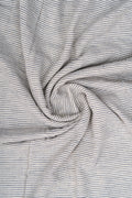 Natural Off-White with Fine Indigo Blue Pinstripes Bhujodi Handwoven Kala Cotton Fabric