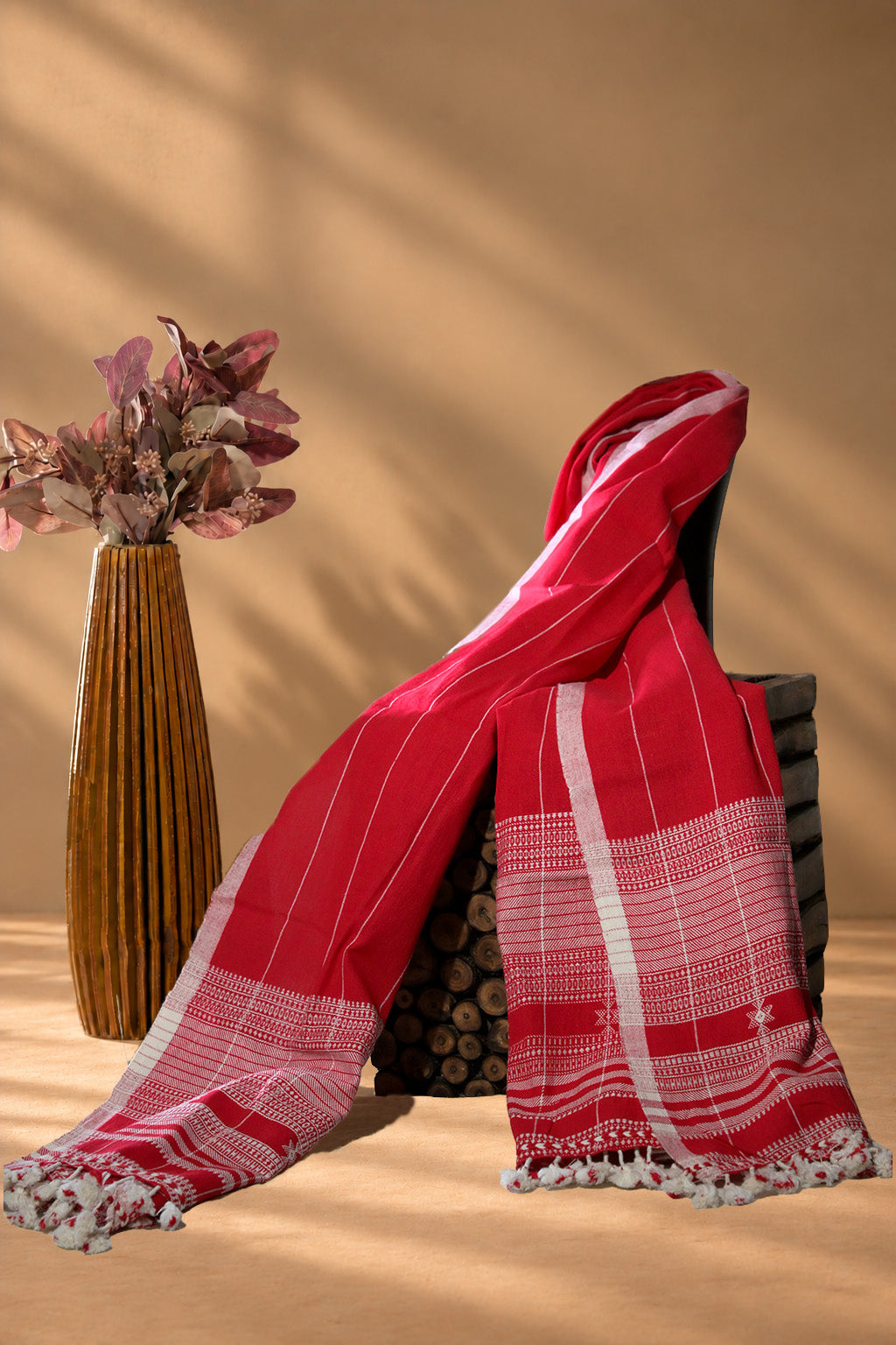 Laal | Chaumukh | Kala Cotton | Stole - image 1